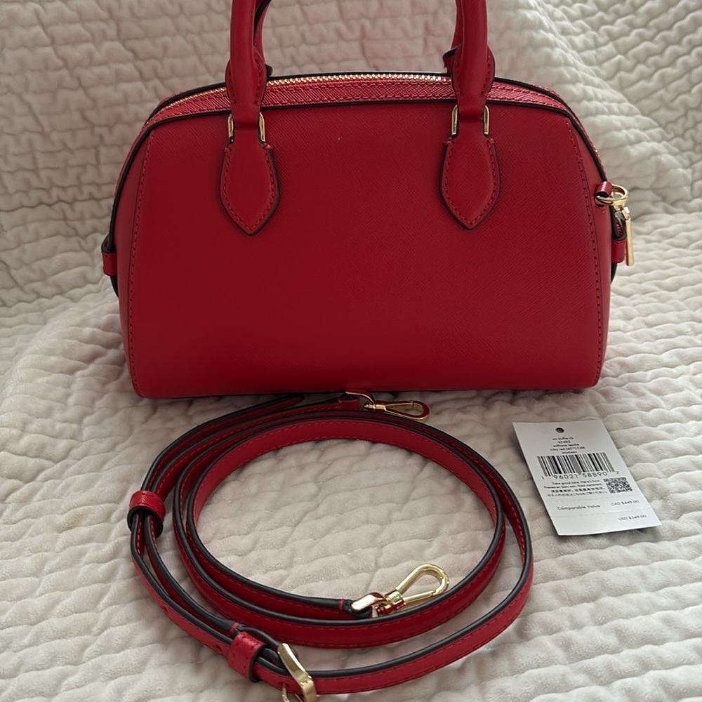 Kate Spade Madison Small Duffle Crossbody Bag in Ruby Red - Picture 5 of 8